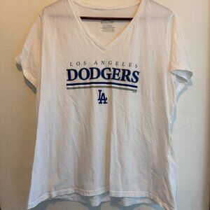 Los Angeles Dodgers MLB V-Neck White Short sleeve T-Shirt Women's XXLARGE(111)